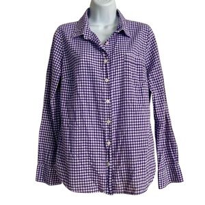 J.Crew Factory The Perfect Shirt Purple White Gingham Button-Up Shirt Medium